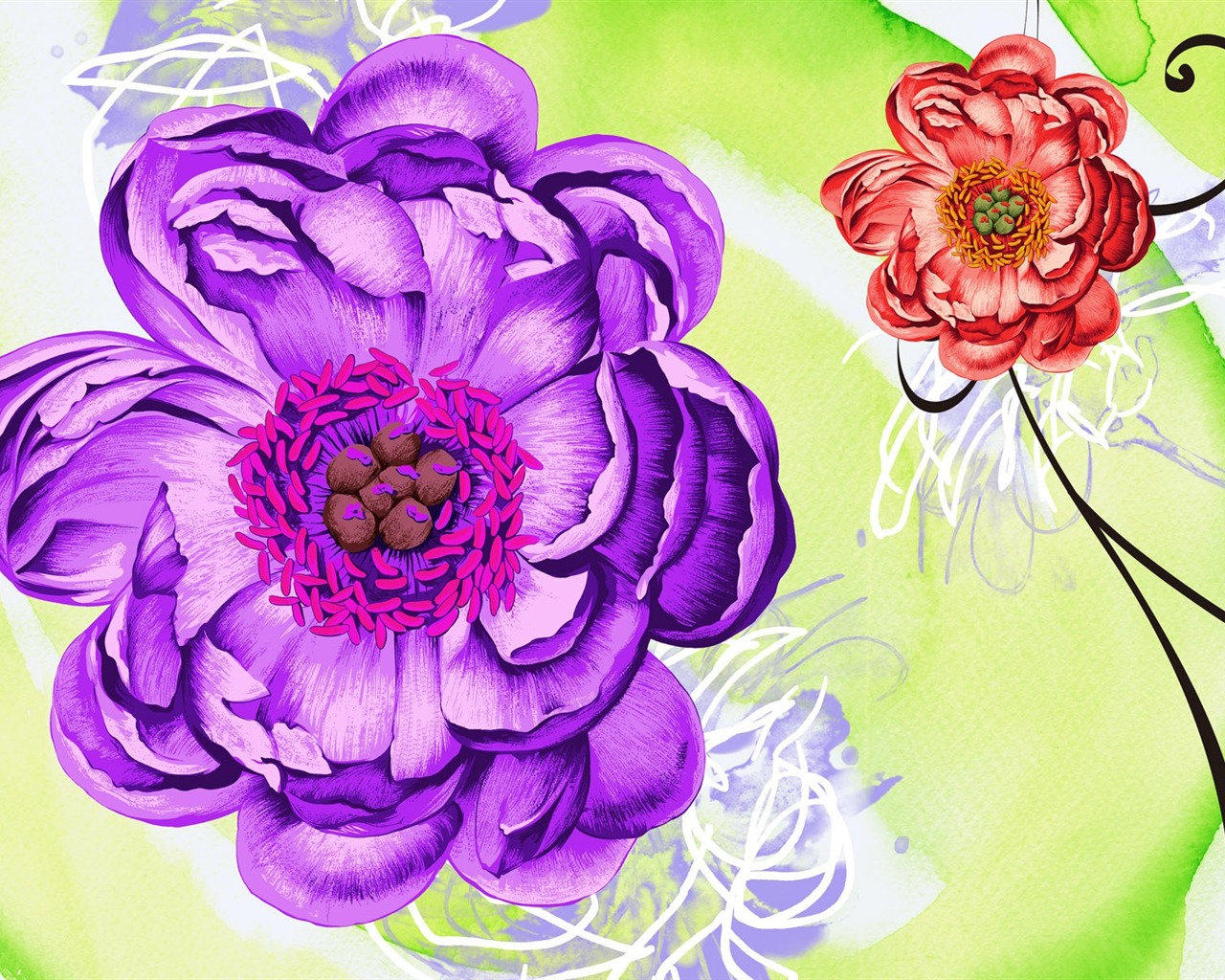 Floral design illustration papier peint #4 - 1280x1024