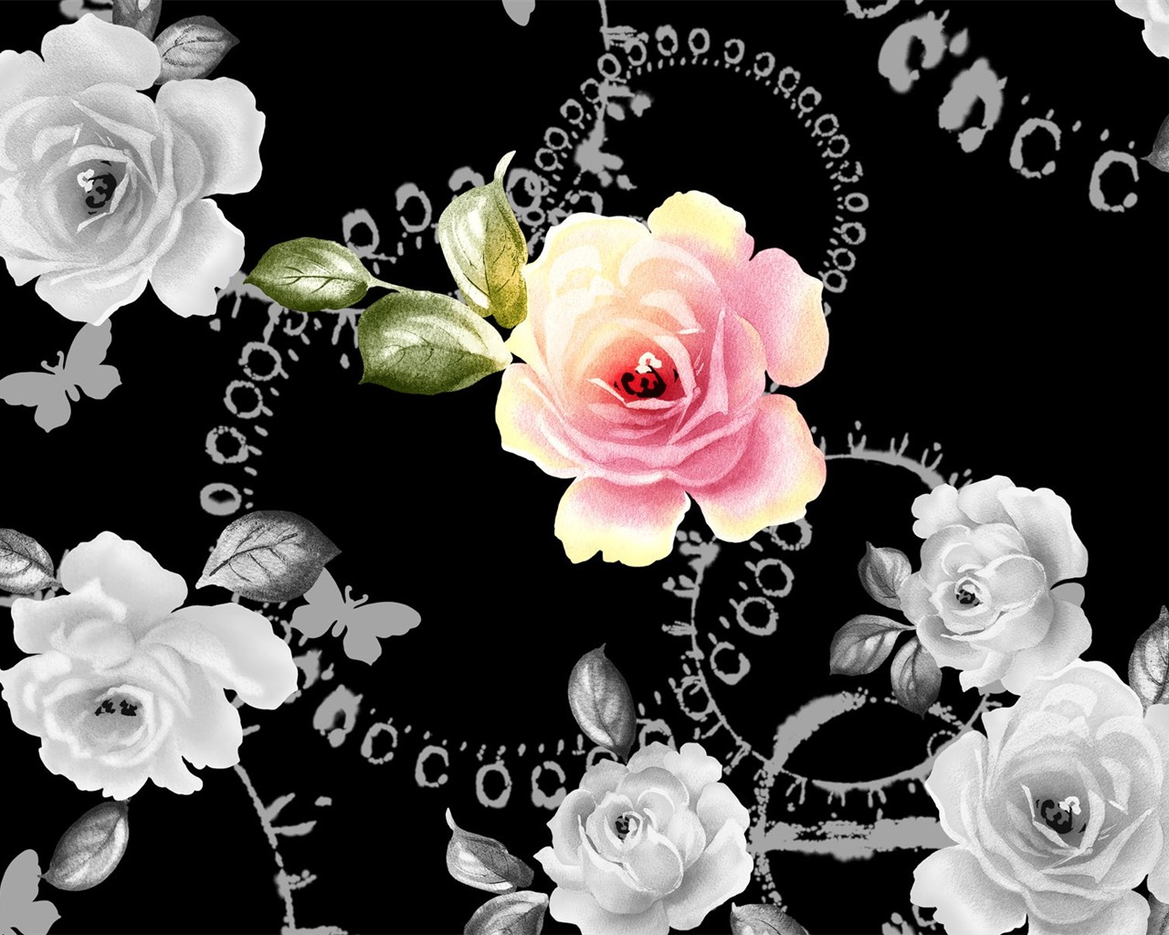 papel tapiz floral diseño ilustración #6 - 1280x1024
