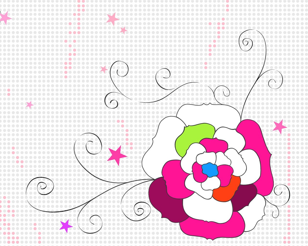 꽃 벽지 일러스트 디자인 #13 - 1280x1024
