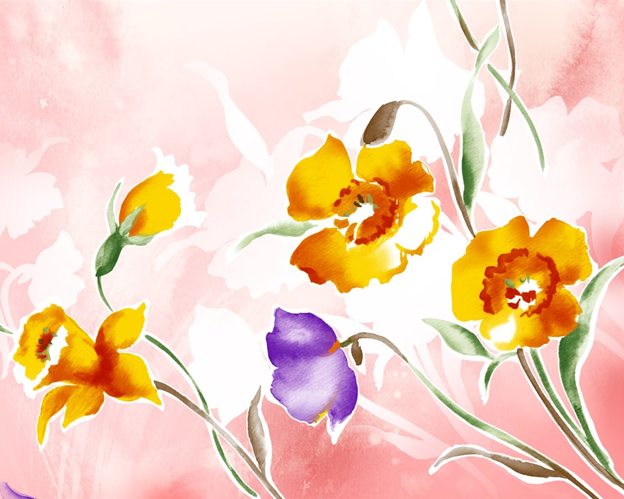 花卉图案插画设计壁纸22 - 1280x1024