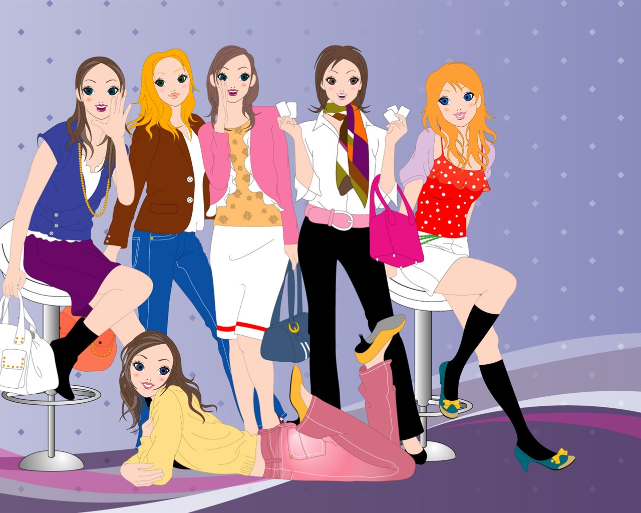 Vector urban women wallpaper (2) #1 - 1280x1024