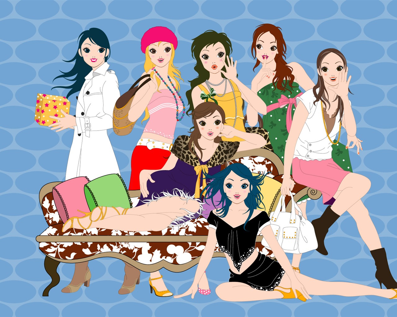 Vector urban women wallpaper (2) #2 - 1280x1024