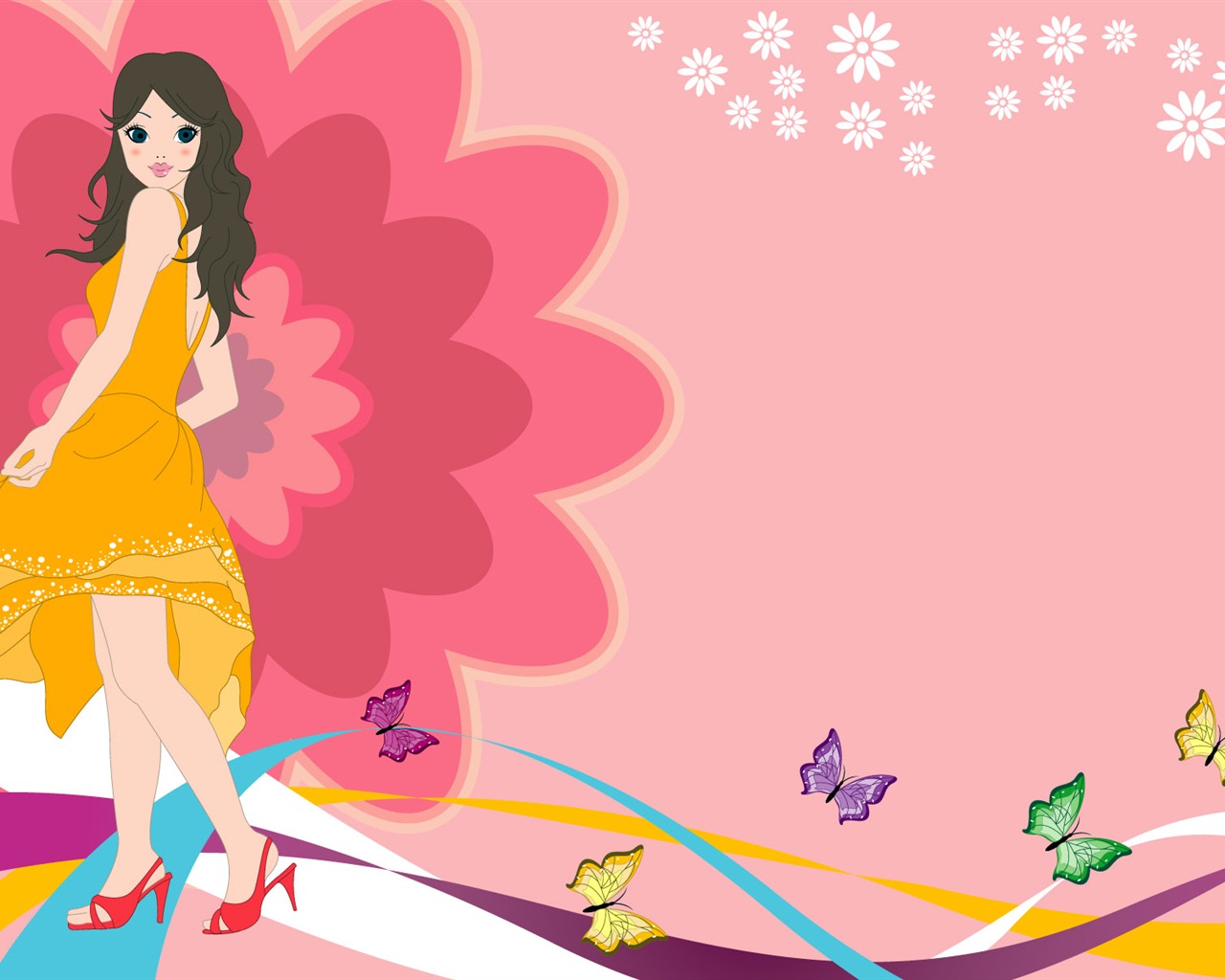 Vector urban women wallpaper (2) #4 - 1280x1024