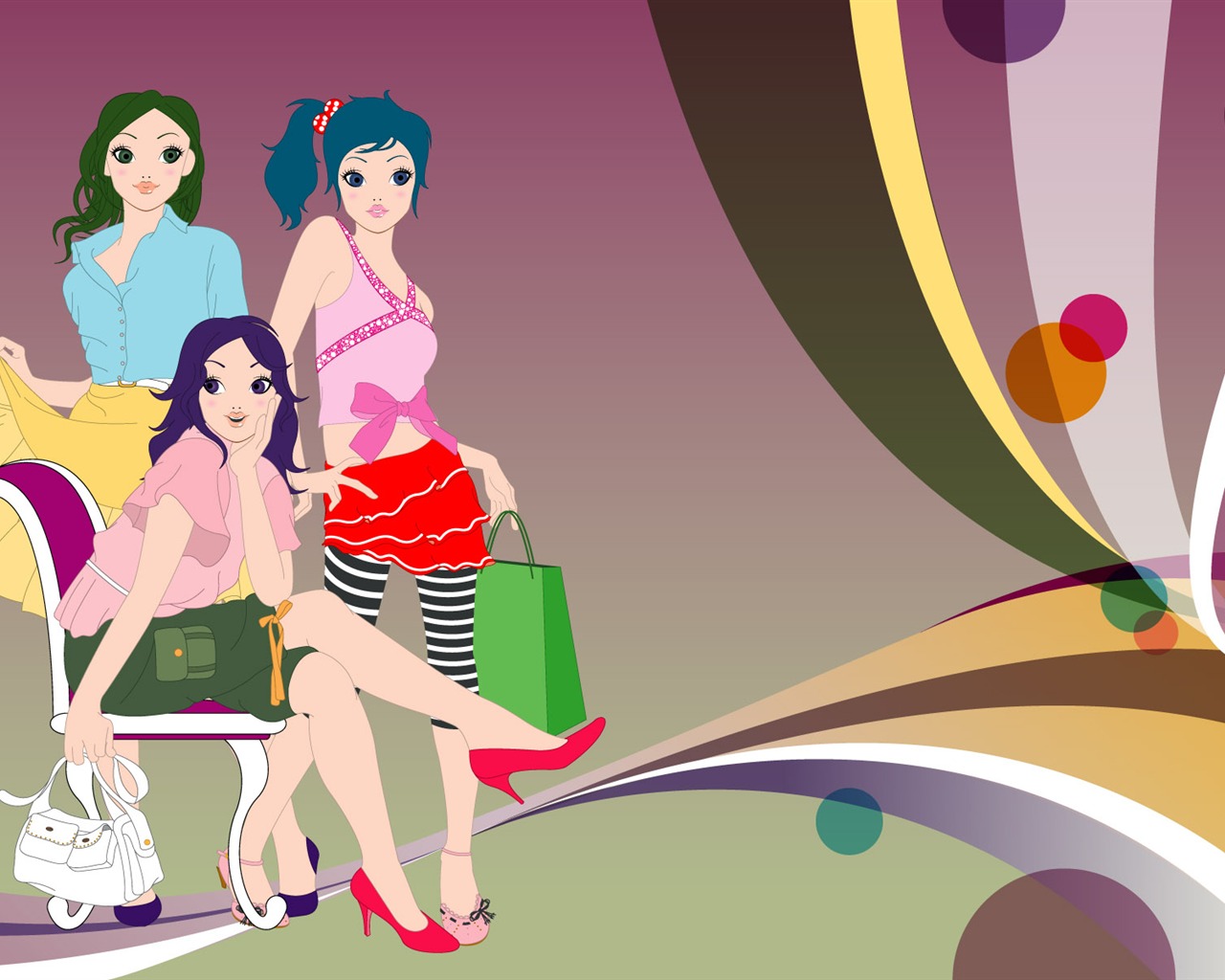 Vector urban women wallpaper (2) #9 - 1280x1024