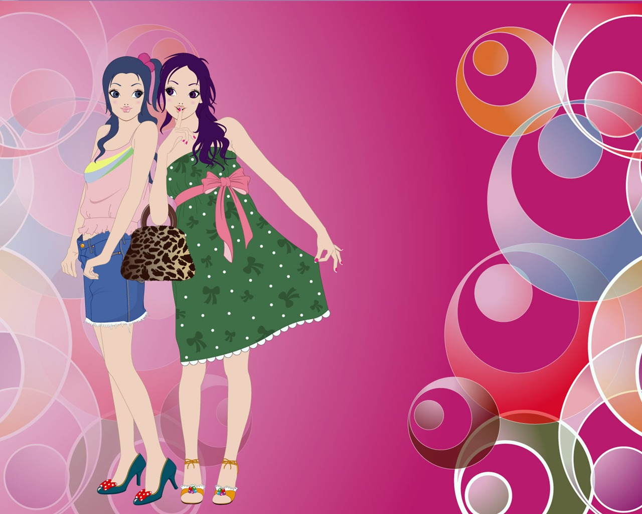 Vector urban women wallpaper (2) #10 - 1280x1024