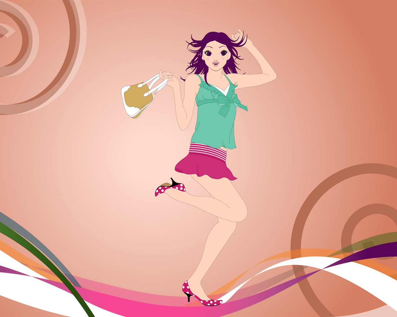 Vector urban women wallpaper (2) #14 - 1280x1024