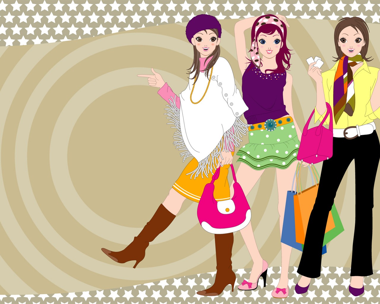 Vector urban women wallpaper (2) #20 - 1280x1024