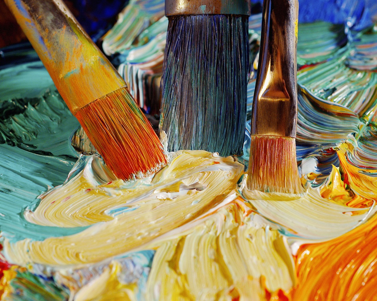 Colorful wallpaper paint brushes (1) #20 - 1280x1024