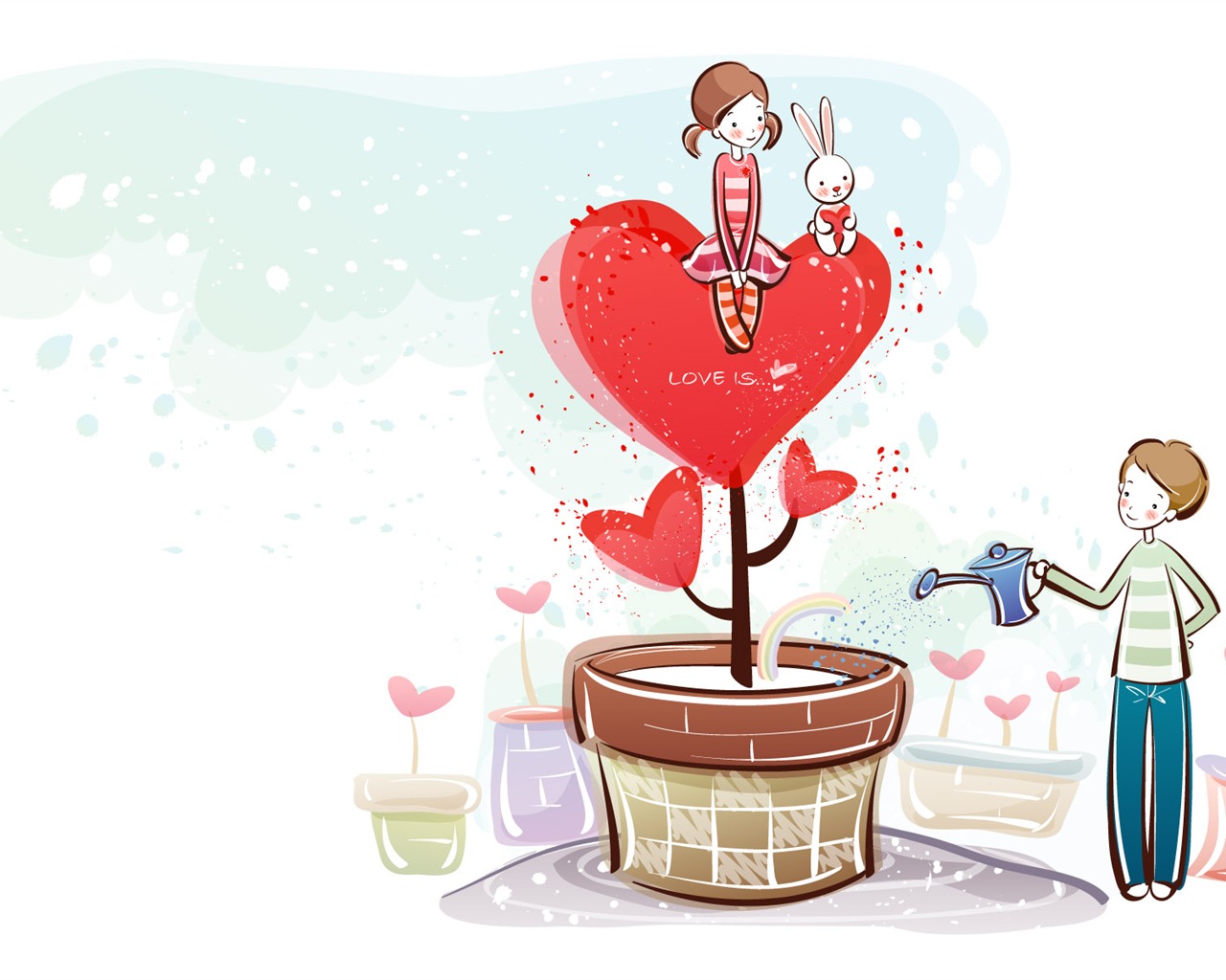 fondos de pantalla de dibujos animados de San Valentín (1) #4 - 1280x1024