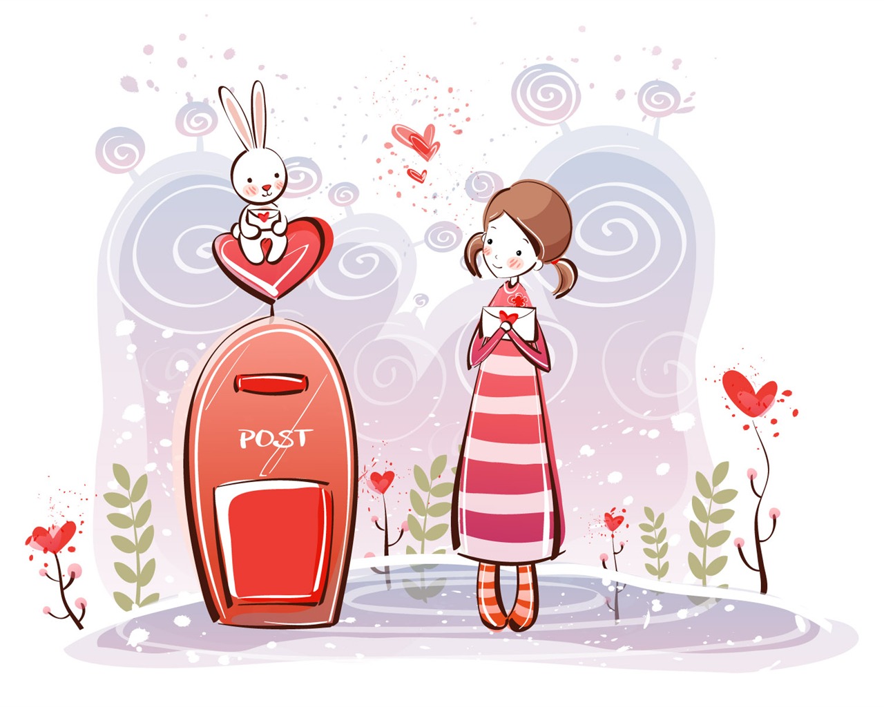 fondos de pantalla de dibujos animados de San Valentín (1) #10 - 1280x1024
