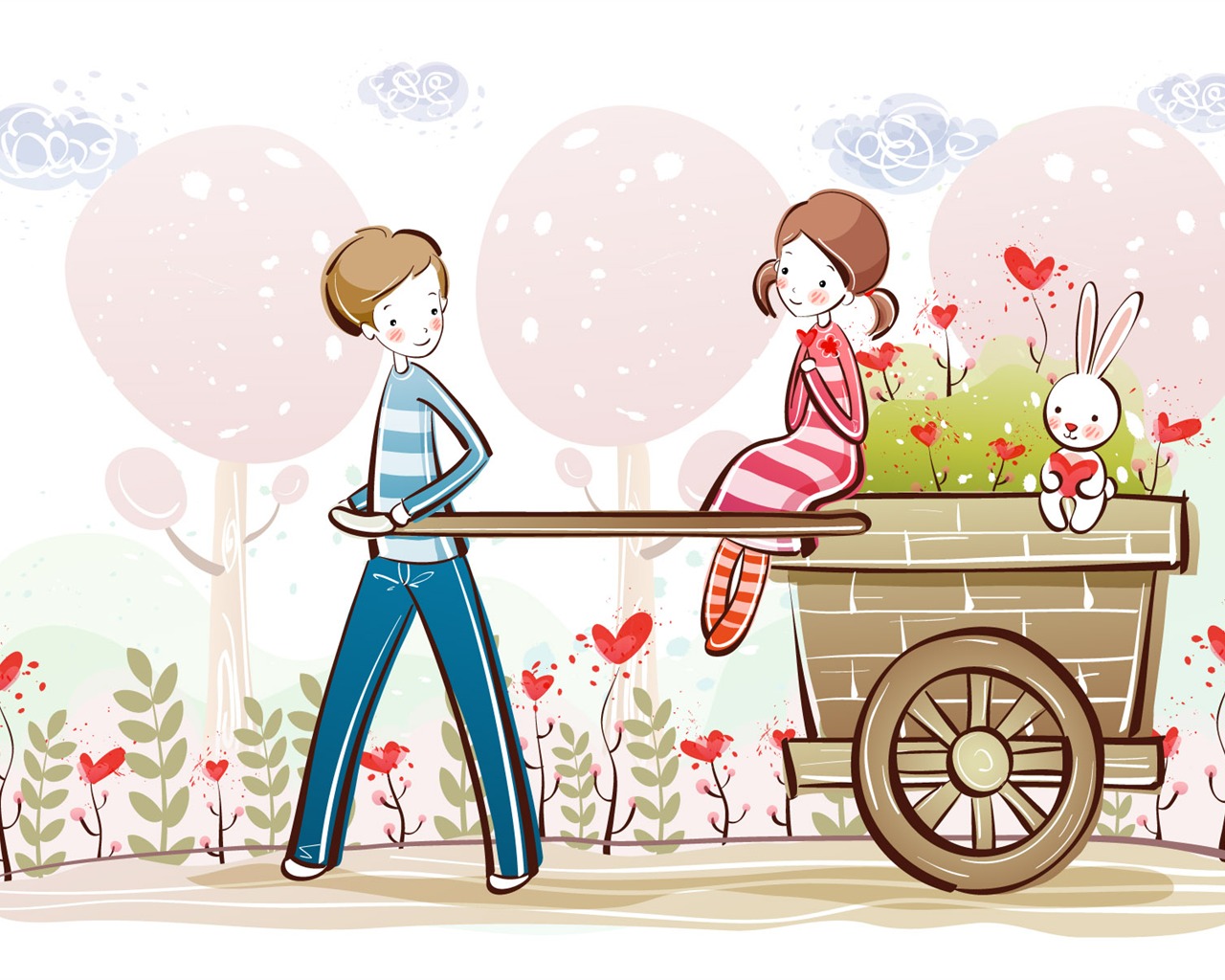fondos de pantalla de dibujos animados de San Valentín (1) #11 - 1280x1024