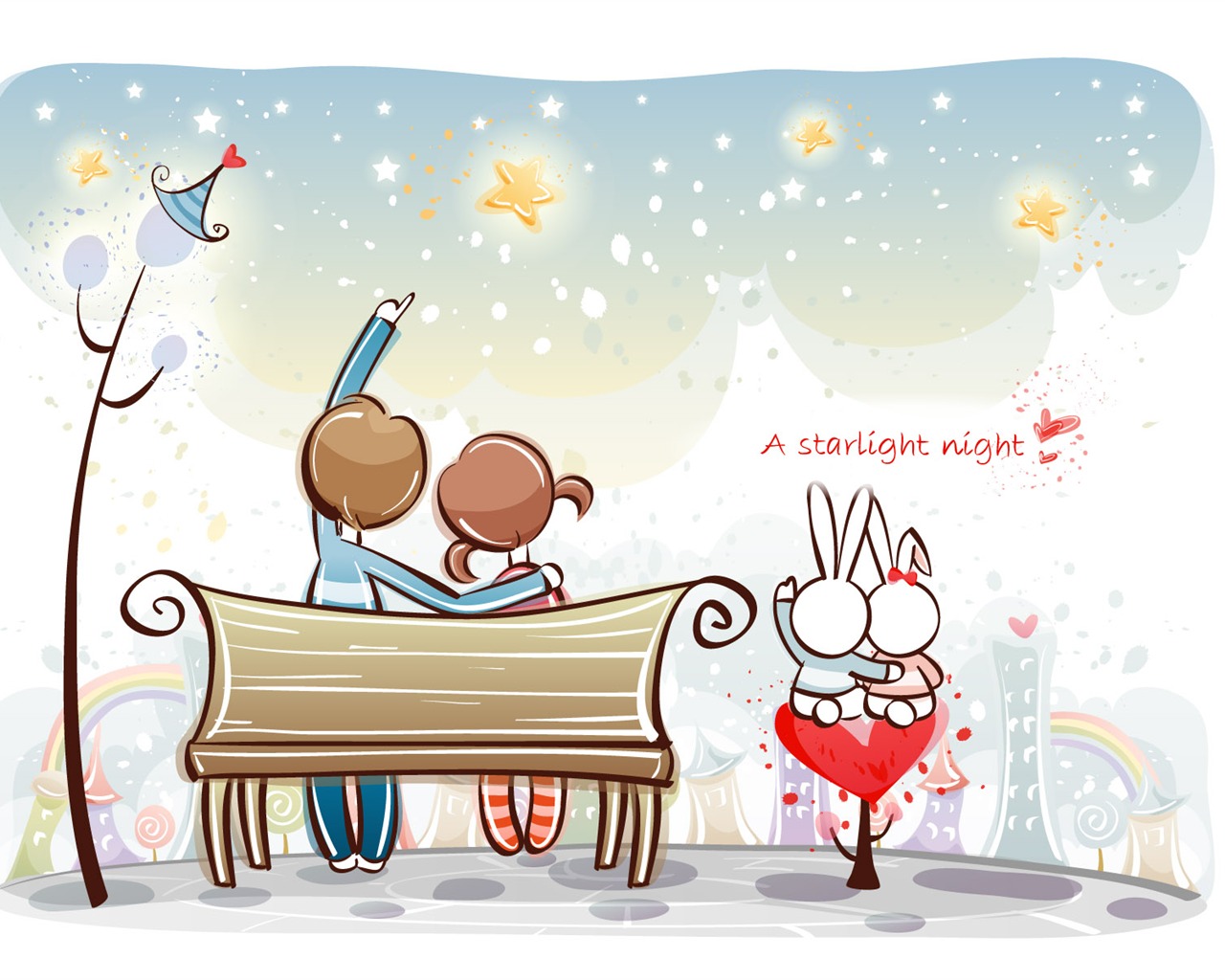 fondos de pantalla de dibujos animados de San Valentín (1) #17 - 1280x1024