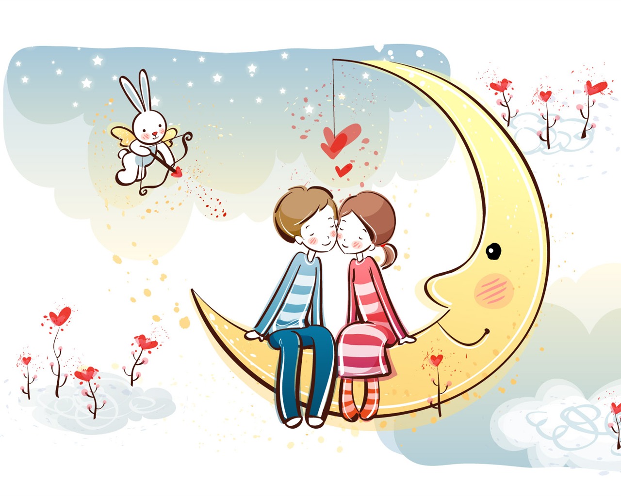 Cartoon Valentine's Day fonds d'écran (2) #2 - 1280x1024