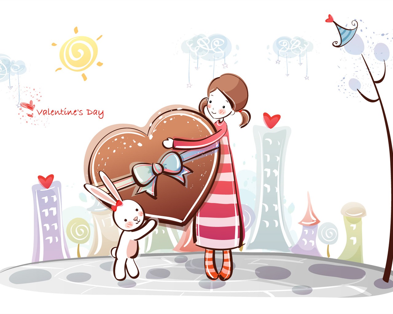 fondos de pantalla de dibujos animados de San Valentín (2) #9 - 1280x1024