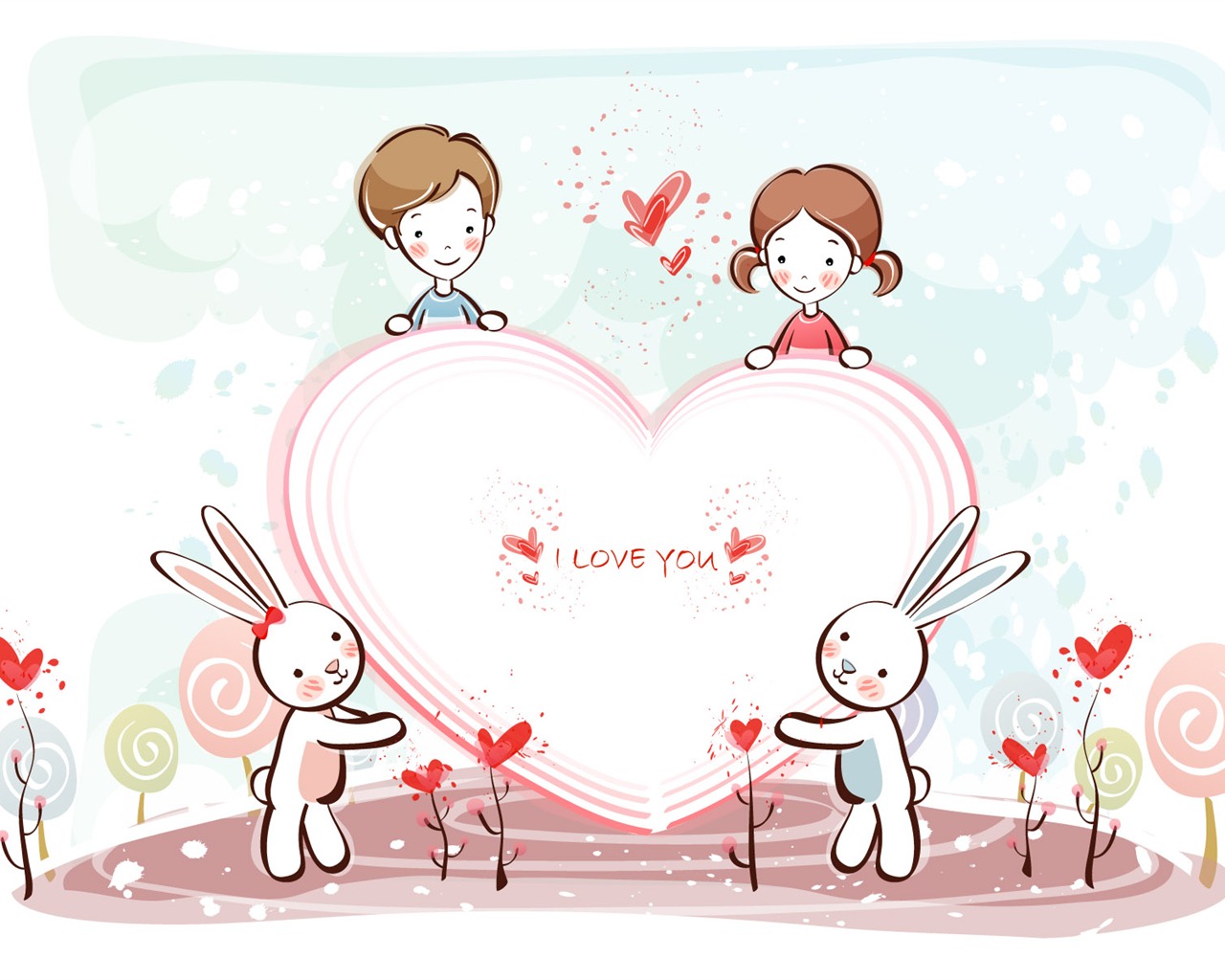 fondos de pantalla de dibujos animados de San Valentín (2) #13 - 1280x1024