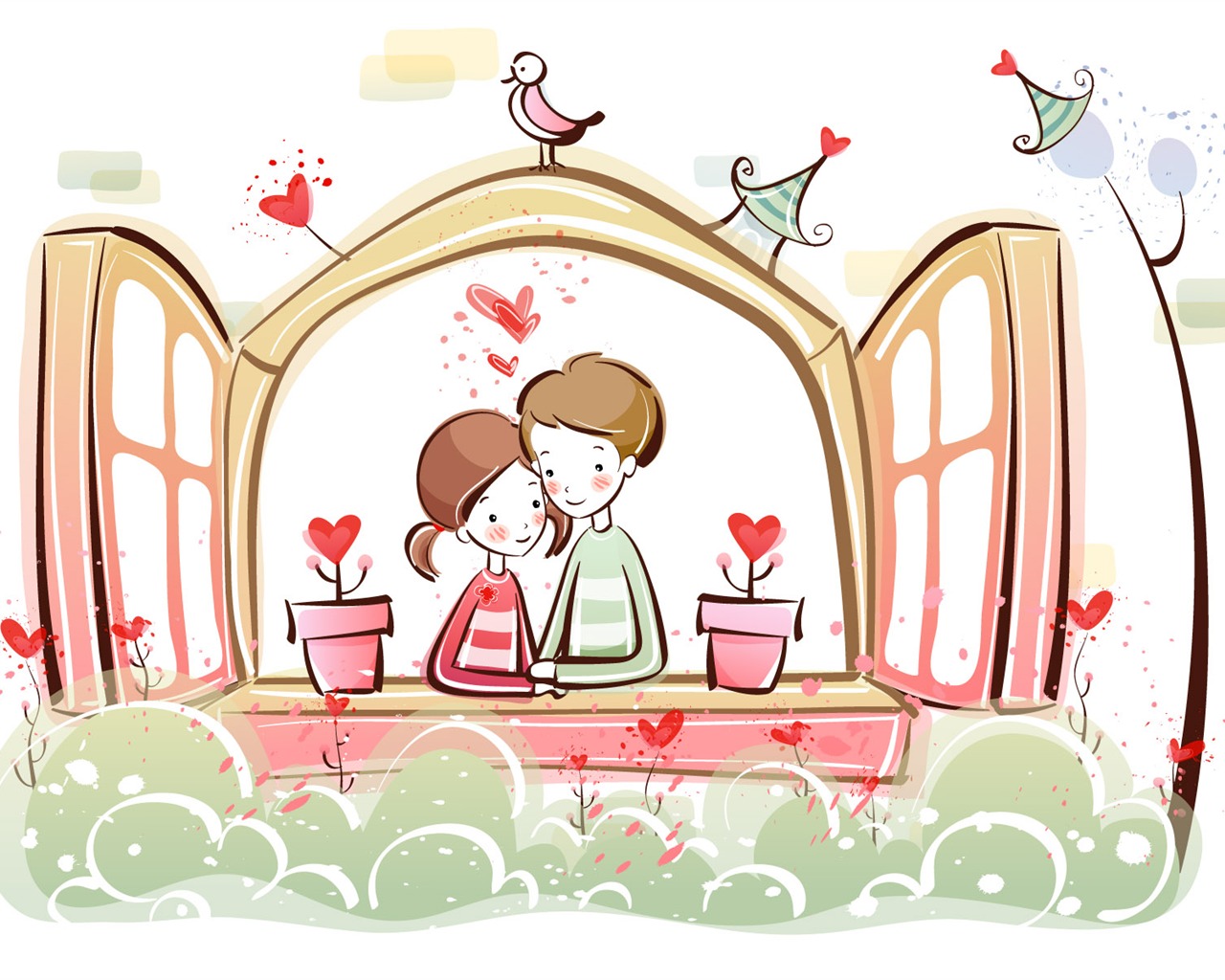 fondos de pantalla de dibujos animados de San Valentín (2) #19 - 1280x1024