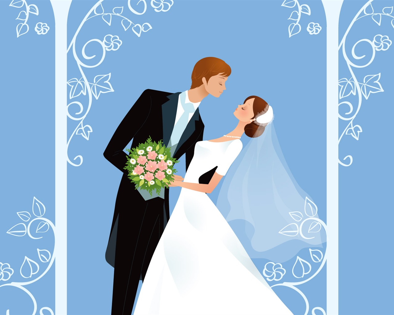 Векторные обои свадьбы невеста (1) #1 - 1280x1024