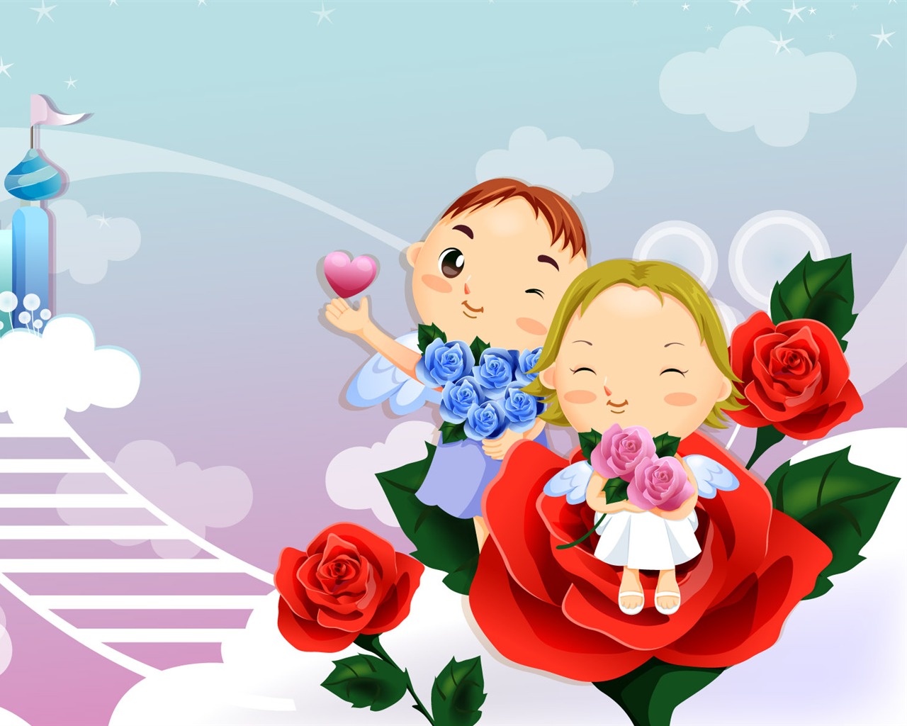 Día de San Valentín Amor Fondos vectoriales (1) #10 - 1280x1024