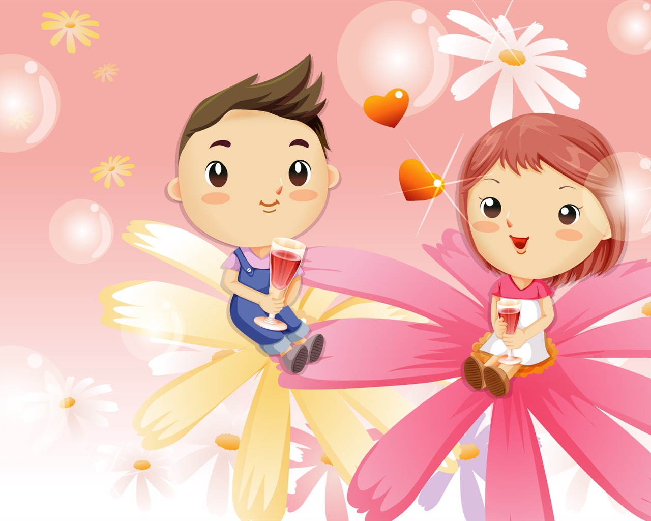 Día de San Valentín Amor Fondos vectoriales (2) #3 - 1280x1024