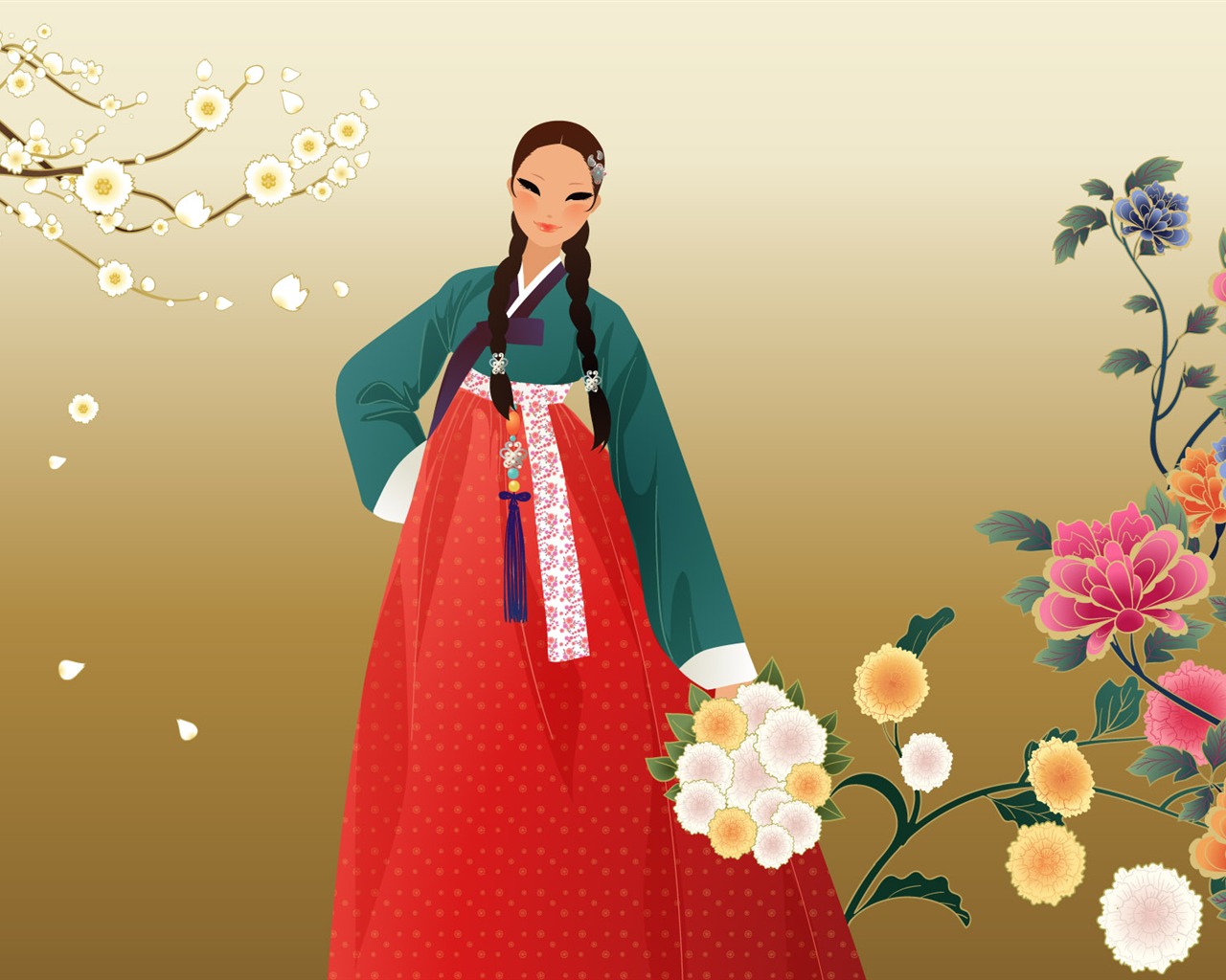 Vector wallpaper of Korean women (1) #16 - 1280x1024