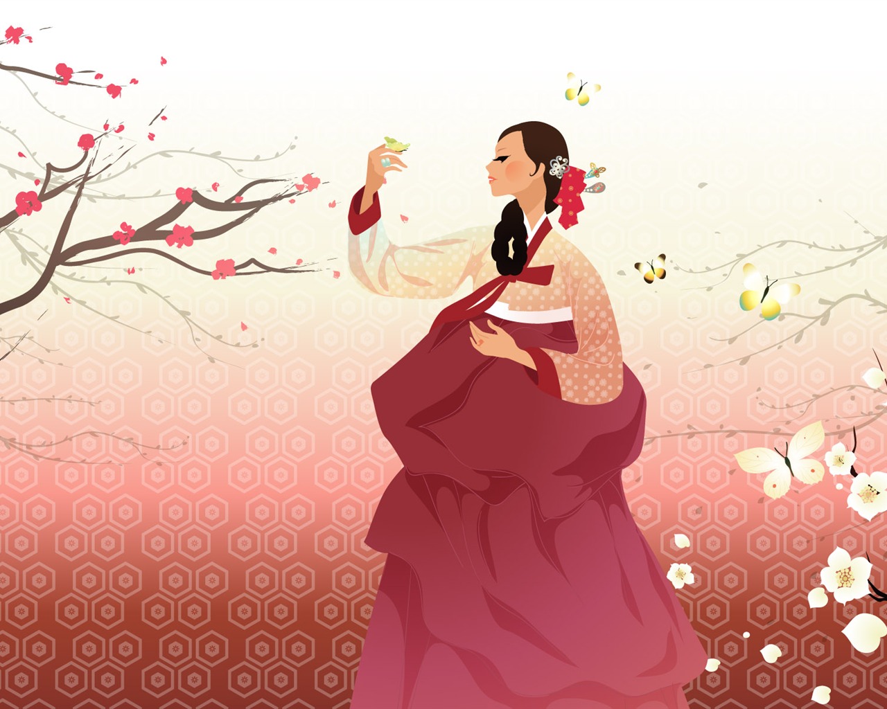 Vector wallpaper of Korean women (1) #17 - 1280x1024