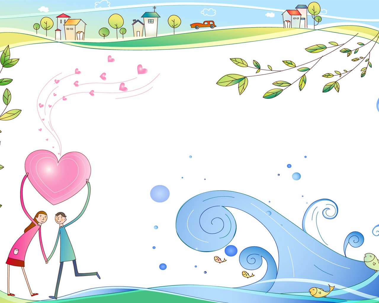 Vector Lovers fondo de pantalla de dibujos animados (1) #19 - 1280x1024