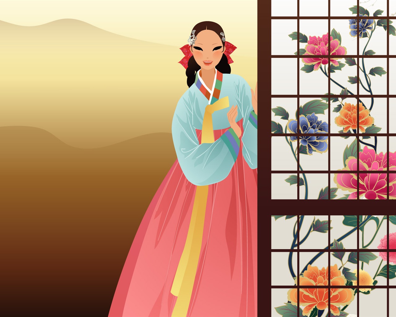 vector wallpaper des femmes coréennes (2) #4 - 1280x1024