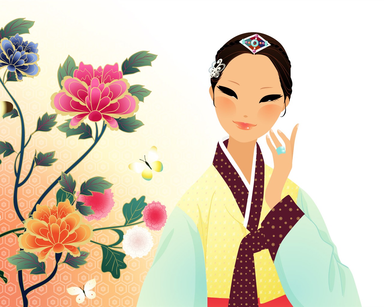 Vector wallpaper of Korean women (2) #8 - 1280x1024