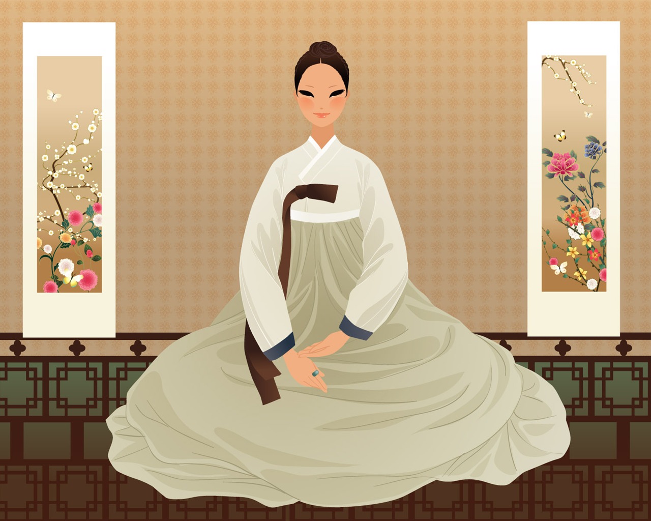 韓国人女性 (2) のベクトルの壁紙 #9 - 1280x1024