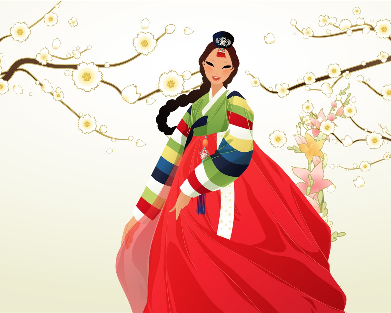 Vector wallpaper of Korean women (2) #11 - 1280x1024