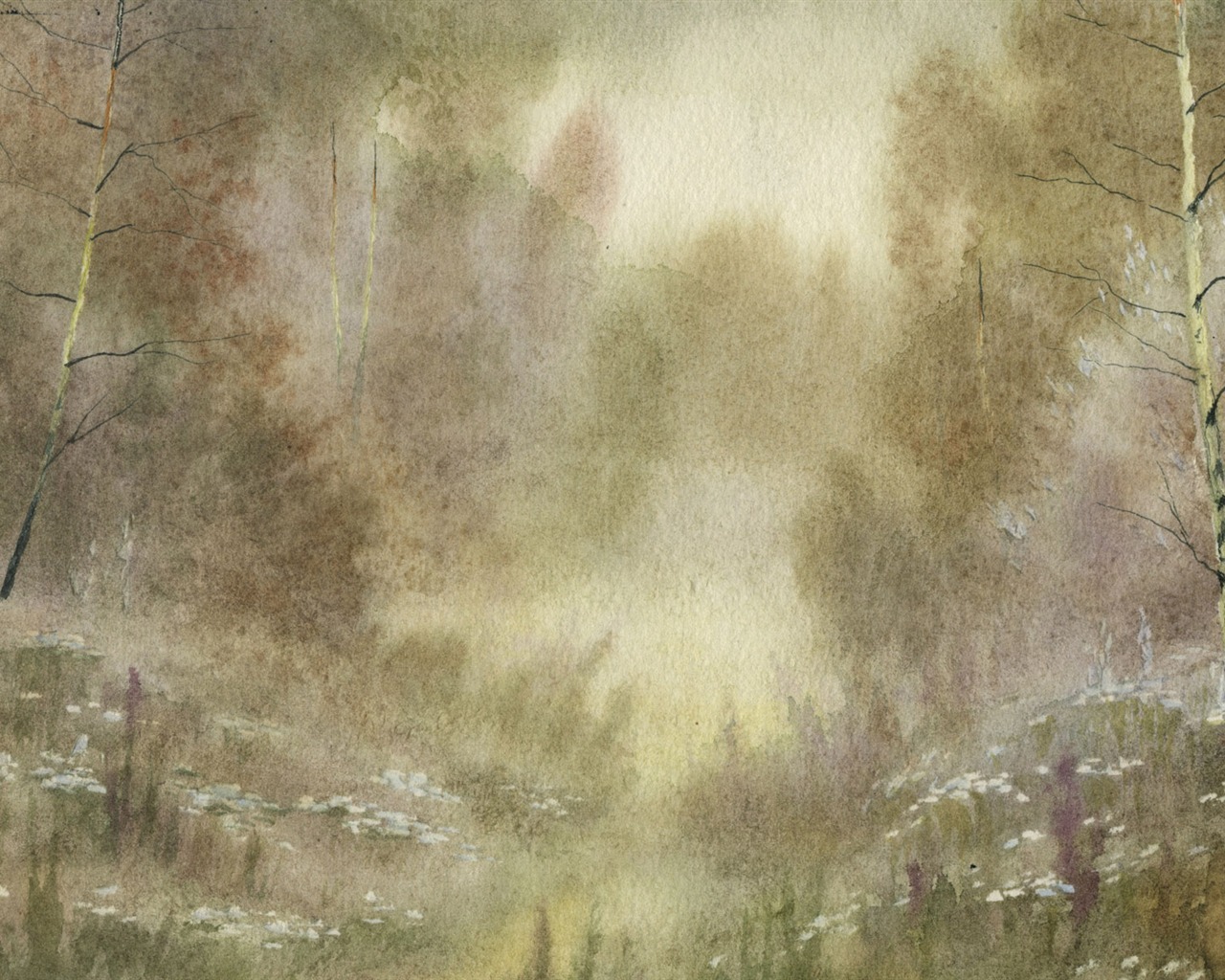 Watercolor landscape hand-painted wallpaper (1) #2 - 1280x1024