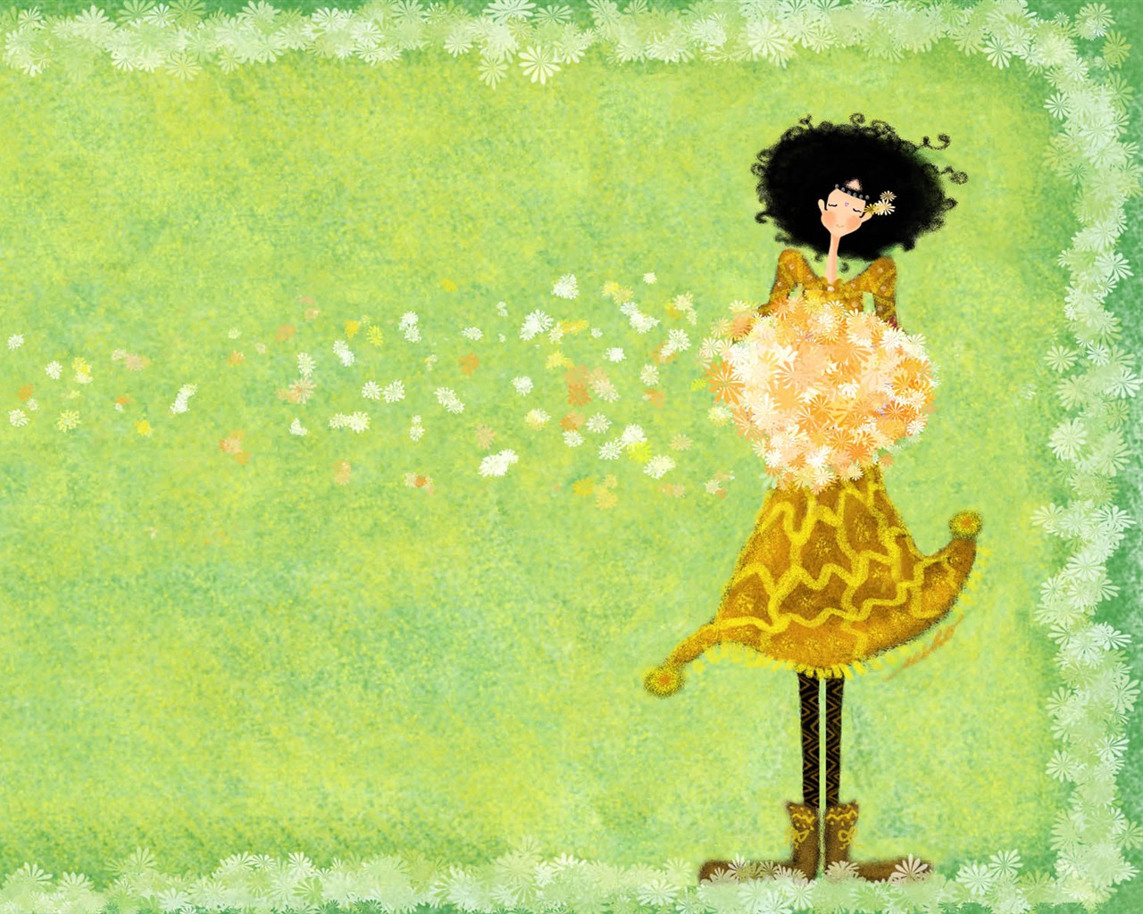 papel tapiz pintado a mano romance chica (1) #19 - 1280x1024