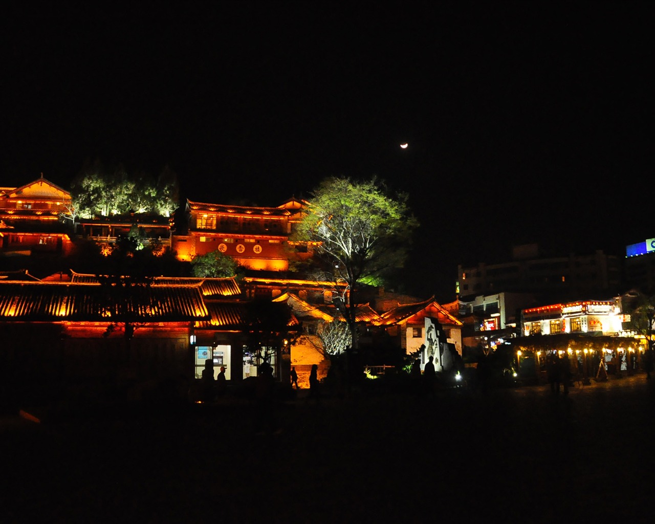 Vieille ville de Lijiang de nuit (Old œuvres Hong OK) #5 - 1280x1024