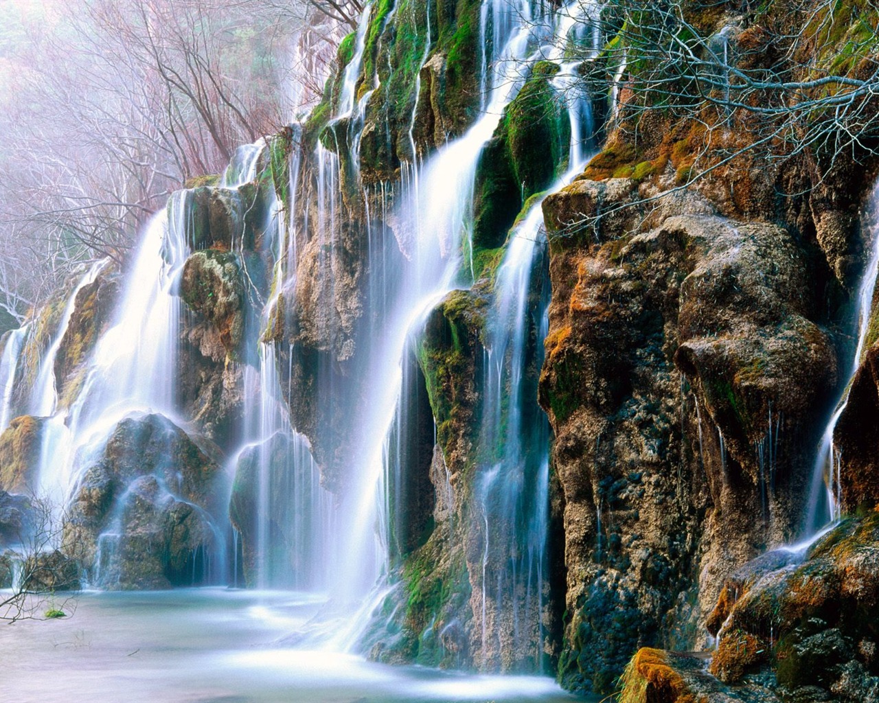 Waterfall streams wallpaper (6) #1 - 1280x1024