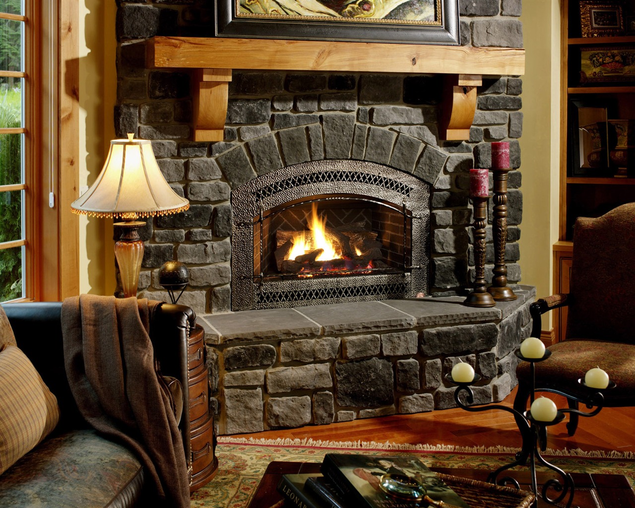 洋風家庭の暖炉の壁紙 (1) #19 - 1280x1024