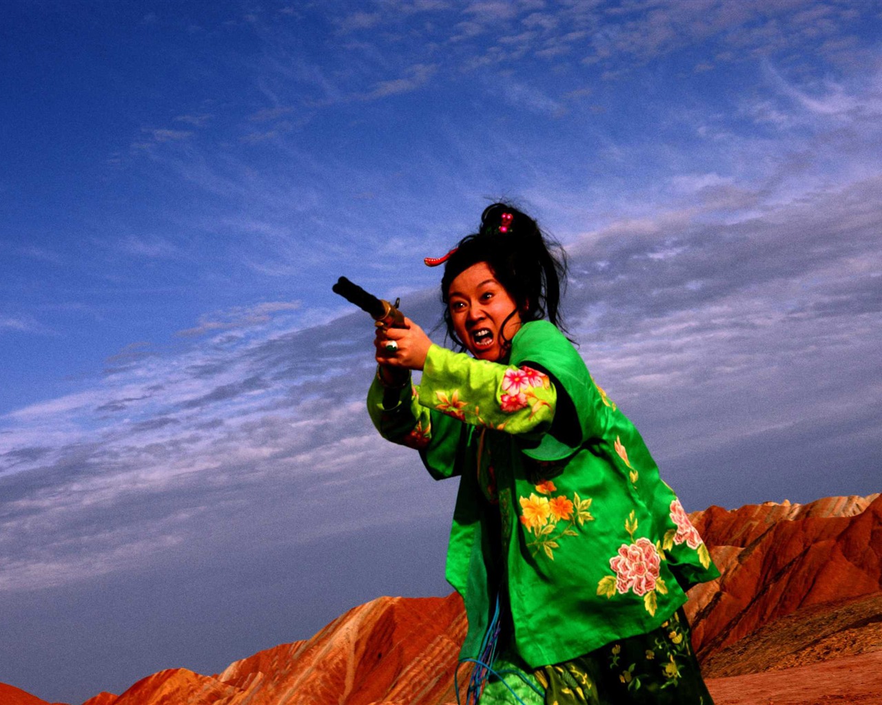 Une femme, un fusil et un fond d'écran HD Noodle Shop #14 - 1280x1024