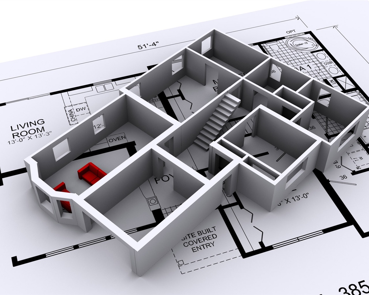 Fond d'écran 3D de conception architecturale (1) #8 - 1280x1024