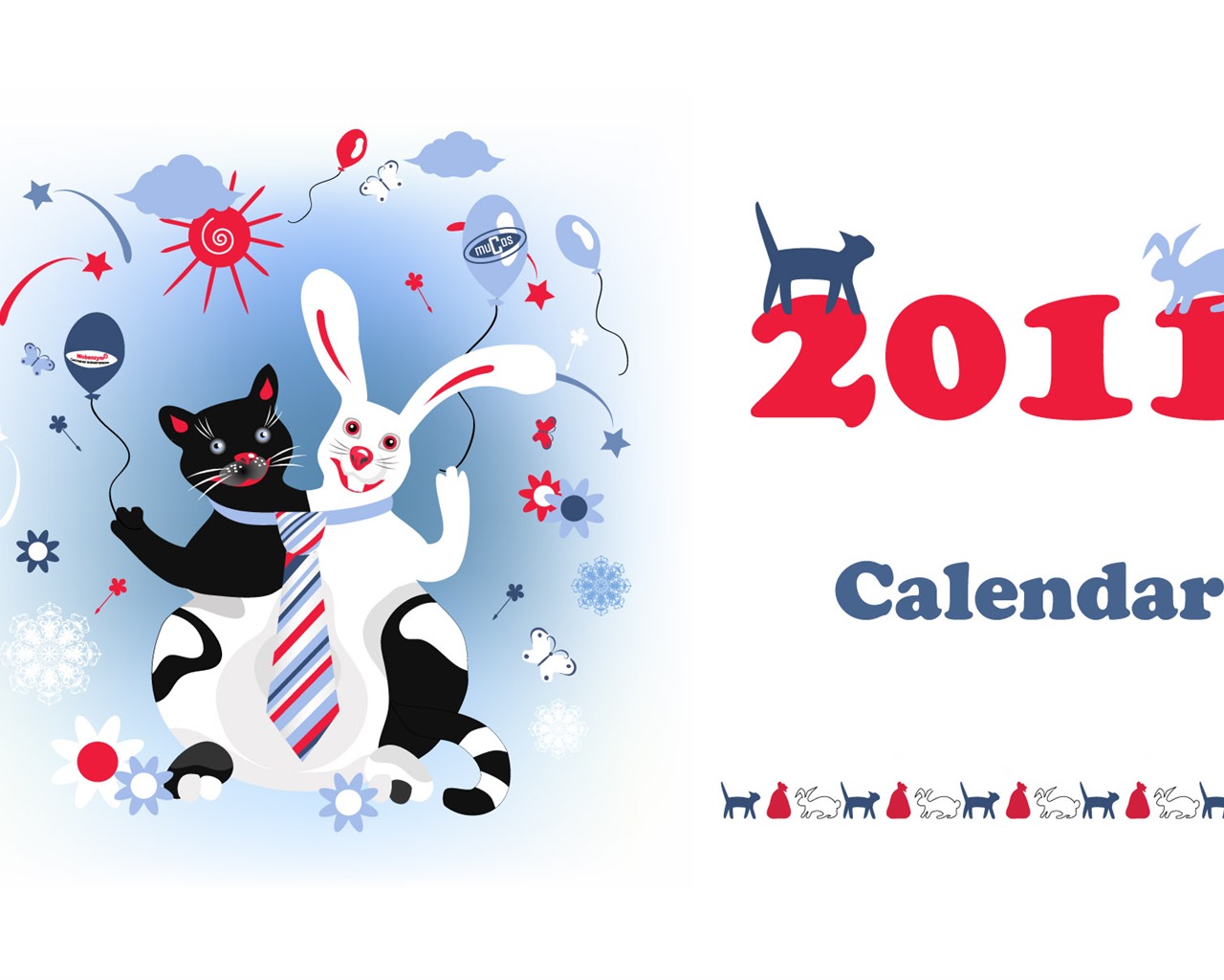 Год Кролика 2011 календарь обои (2) #1 - 1280x1024