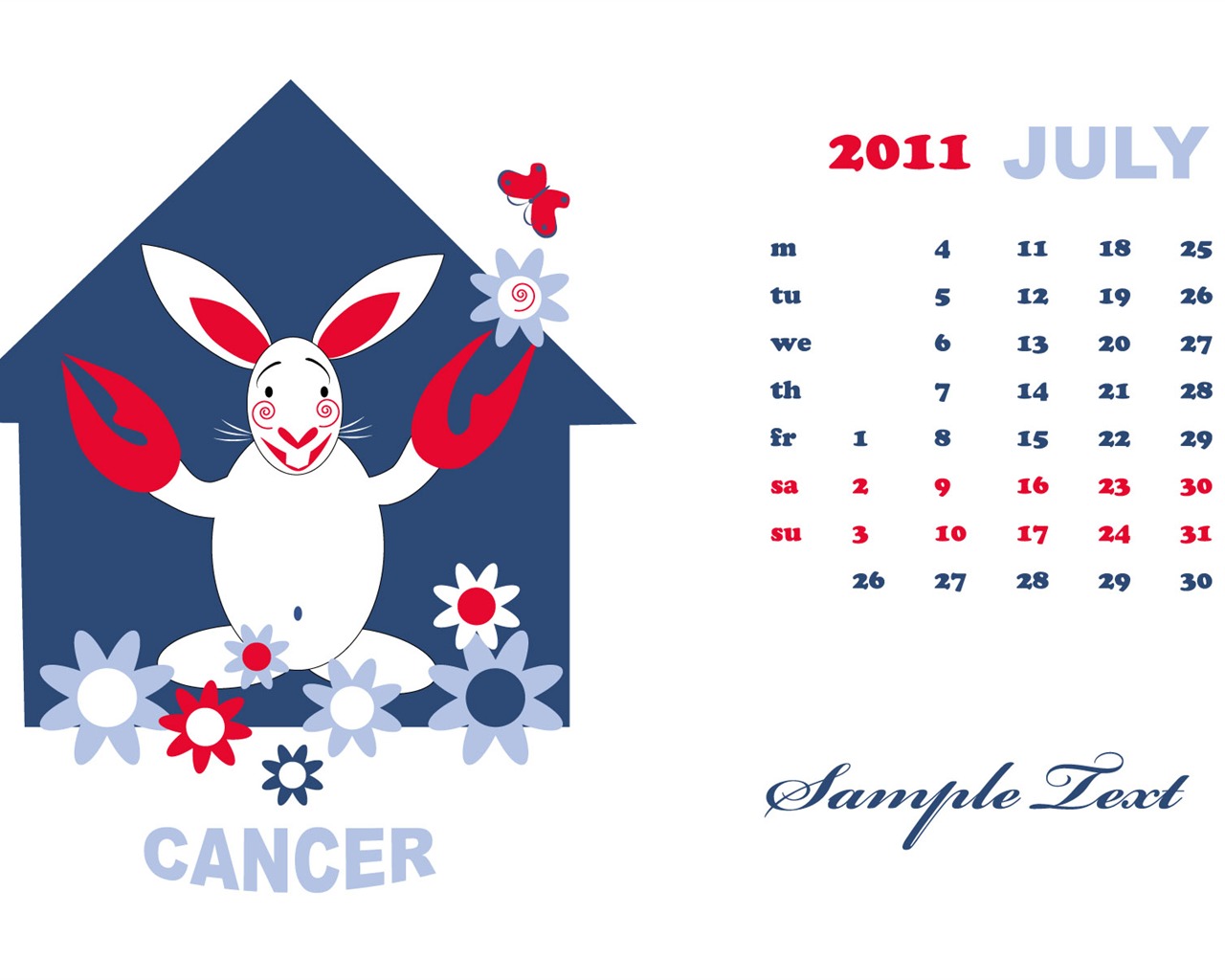 Год Кролика 2011 календарь обои (2) #6 - 1280x1024
