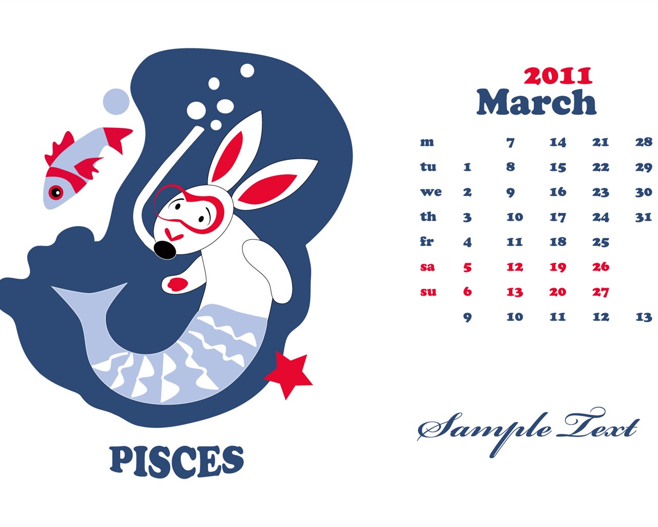 Año del Conejo fondos de escritorio calendario 2011 (2) #10 - 1280x1024