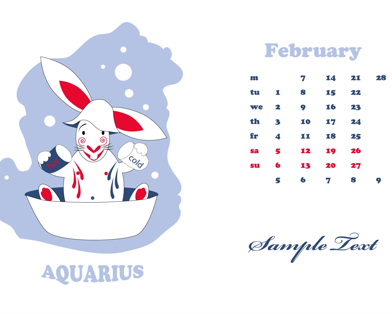Год Кролика 2011 календарь обои (2) #11 - 1280x1024