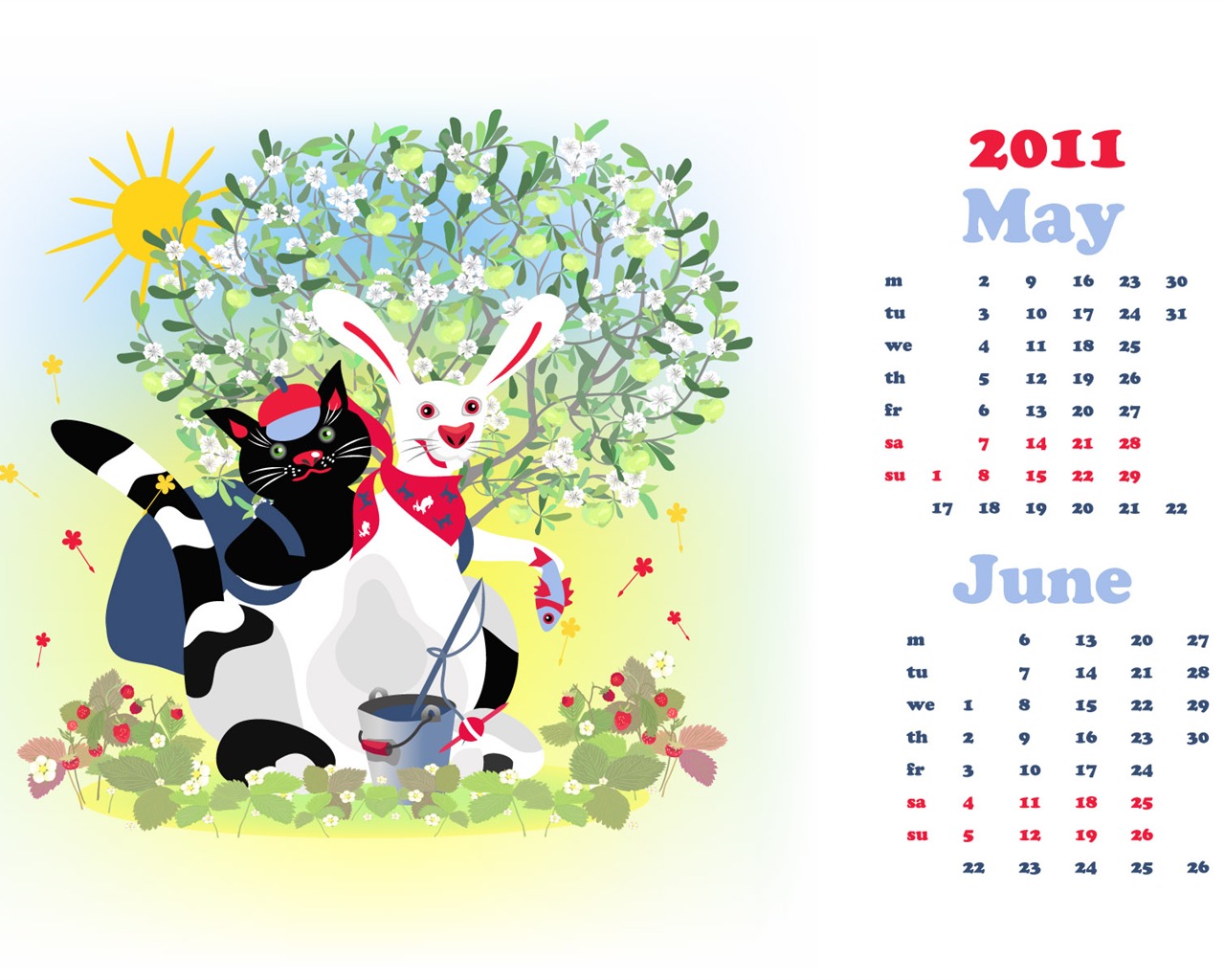 Год Кролика 2011 календарь обои (2) #17 - 1280x1024