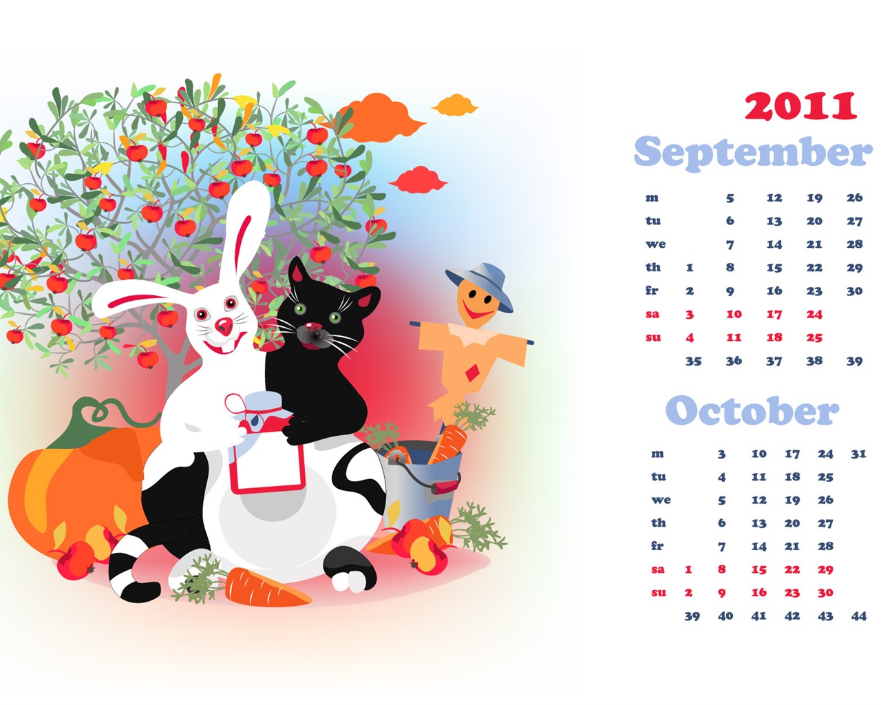 Год Кролика 2011 календарь обои (2) #19 - 1280x1024