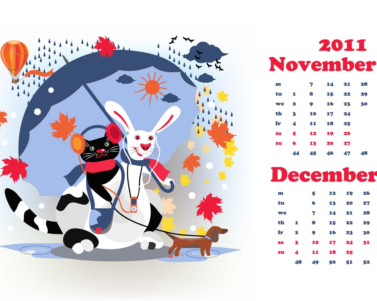 Jahr des Hasen Kalender 2011 Wallpaper (2) #20 - 1280x1024