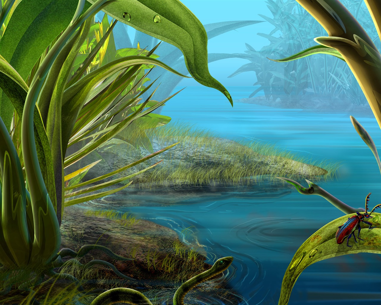 Красочная ручная роспись экологии обои пейзаж (2) #10 - 1280x1024