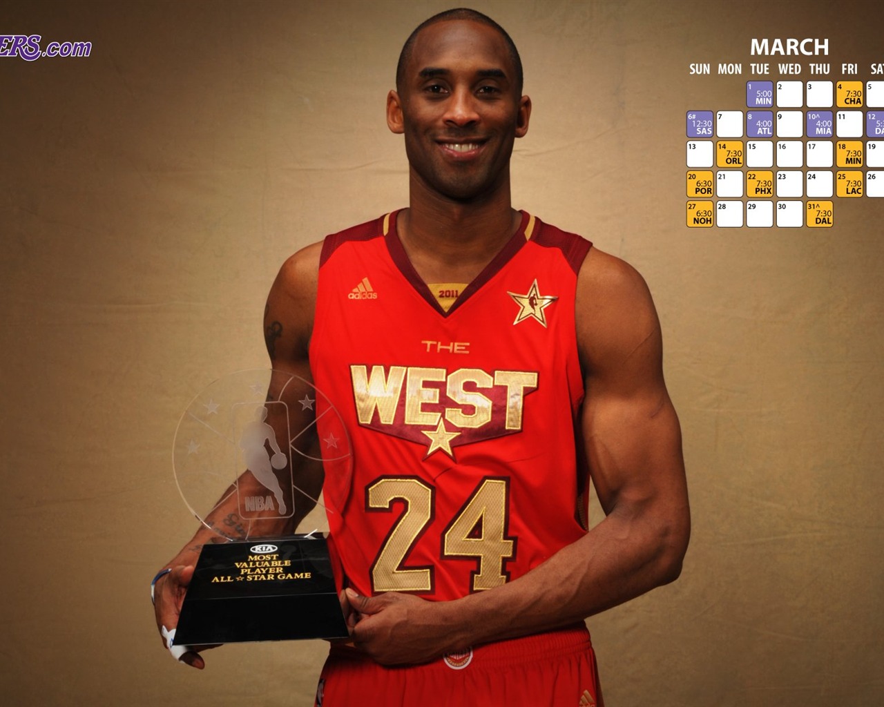 НБА 2010-11 сезона, Лос-Анджелес Лейкерс стола #18 - 1280x1024