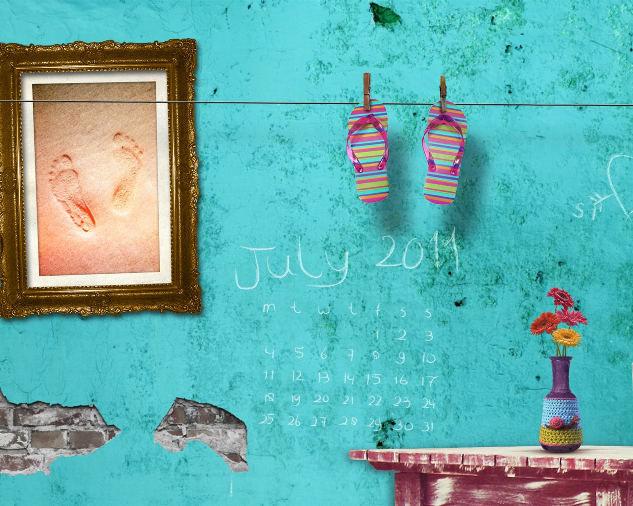 Juillet 2011 Calendar Wallpaper (2) #1 - 1280x1024