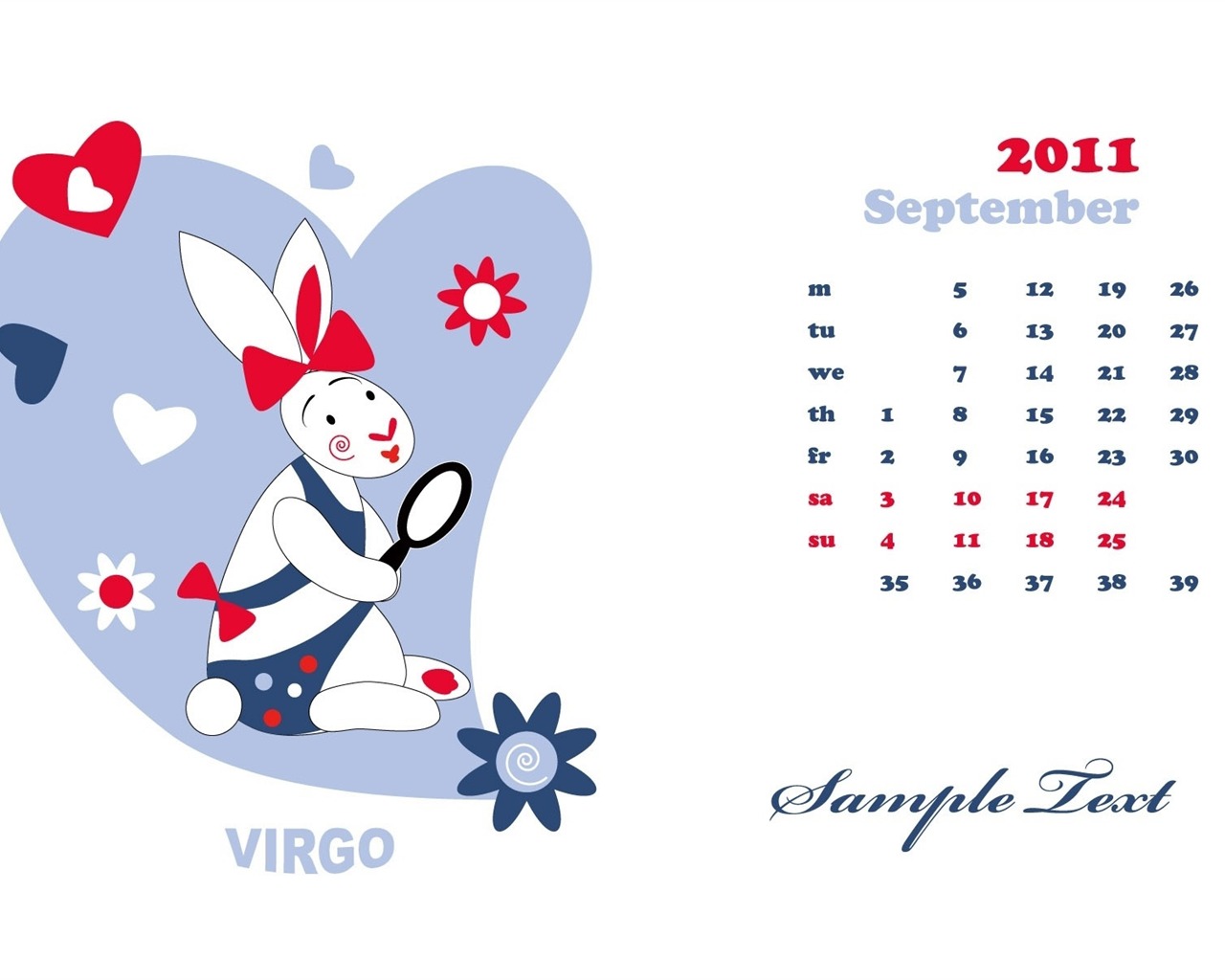 September 2011 Kalender Wallpaper (2) #16 - 1280x1024