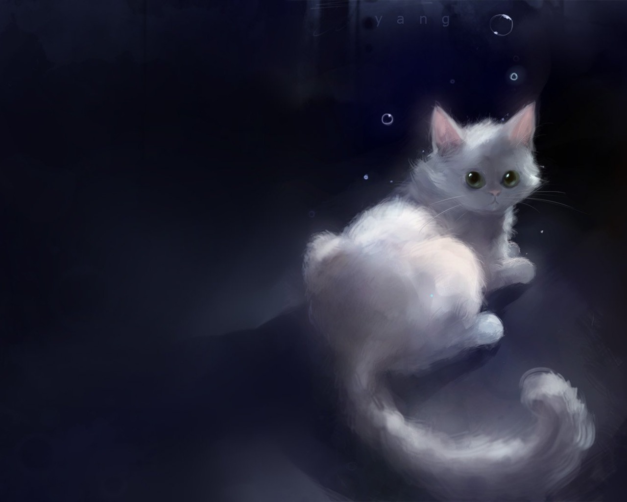 Apofiss маленький черный кот обои иллюстрации акварелью #20 - 1280x1024