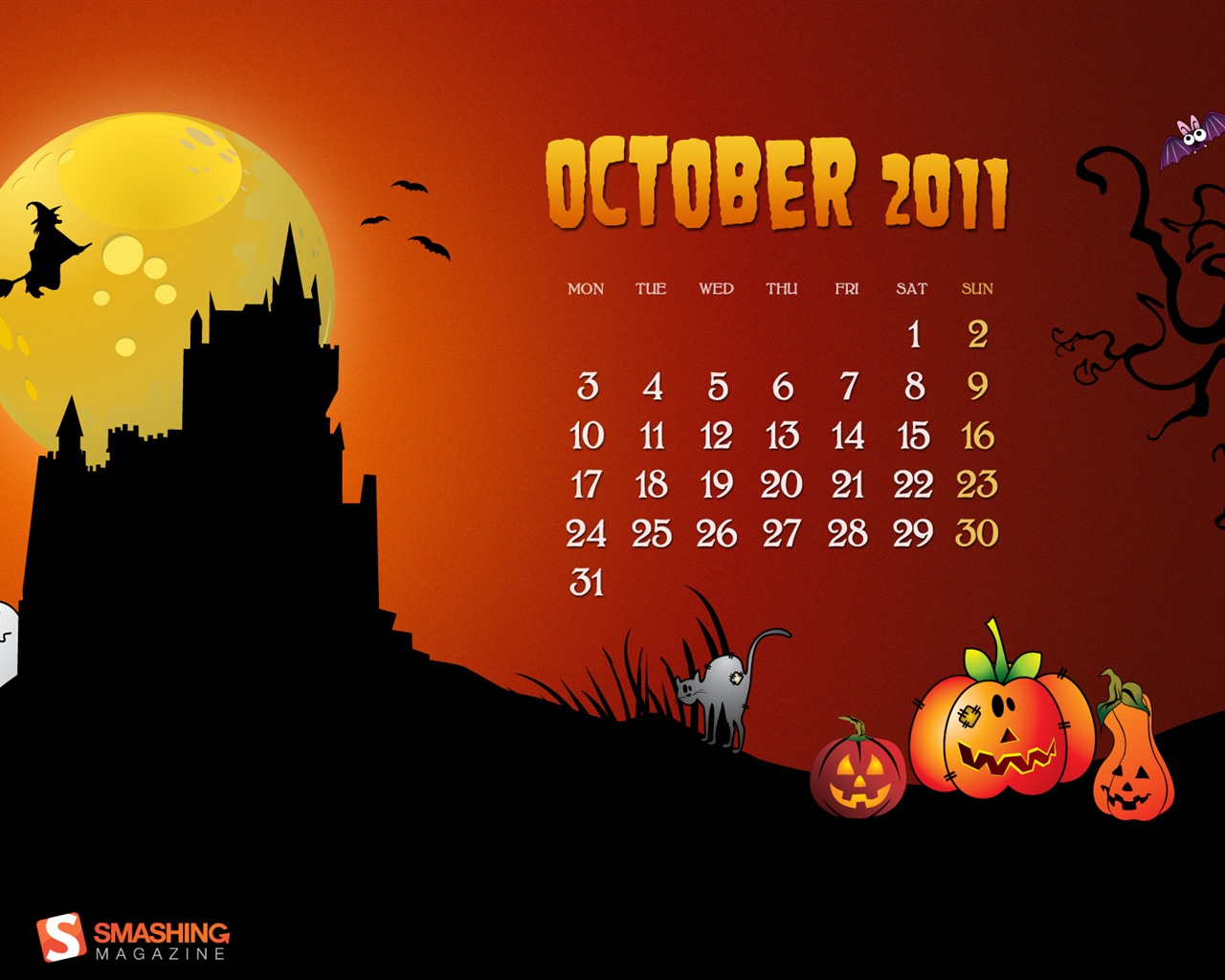 Octobre 2011 Calendar Wallpaper (1) #1 - 1280x1024